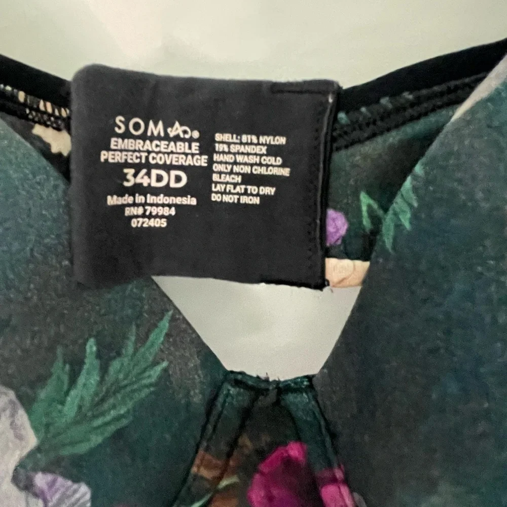 Soma Intimates Green and Purple floral bra.​​​​ - Picture 4 of 4